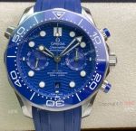 OMF Omega Seamaster Diver 300m Rubber Strap Blue Dial Swiss Replica Watches 44mm